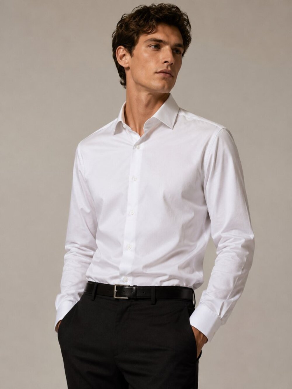 Dockers Fitted Stretch Collar White Button Front Dress Shirt Large